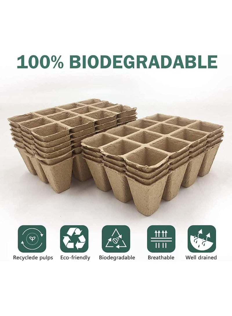 10 قطع من أواني الخث لبدء زراعة البذور، طقم صواني لبدء زراعة البذور، مع ملصقات نباتية بلاستيكية، عضوية قابلة للتحلل، لبدء زراعة البذور - Image 5