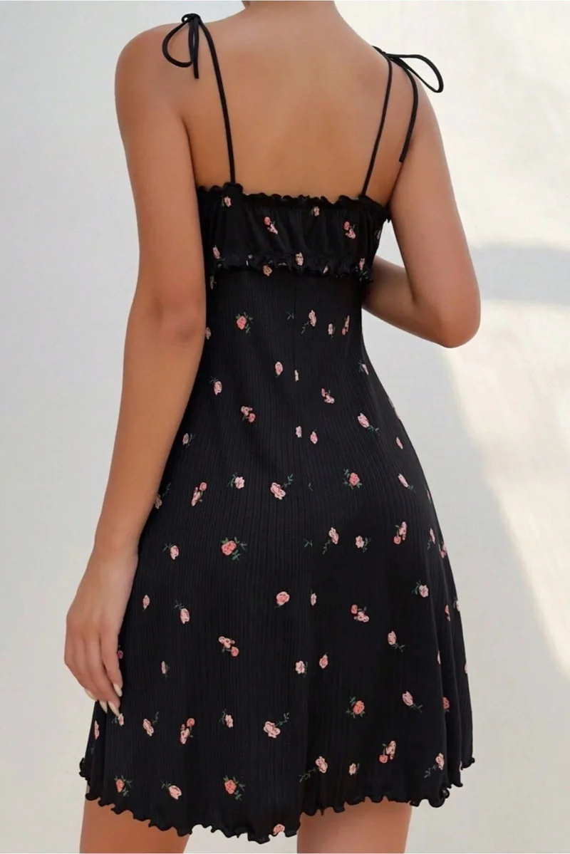 Bella Notte Romantic Printed Corduroy Ruffle Night Dress Nightgown