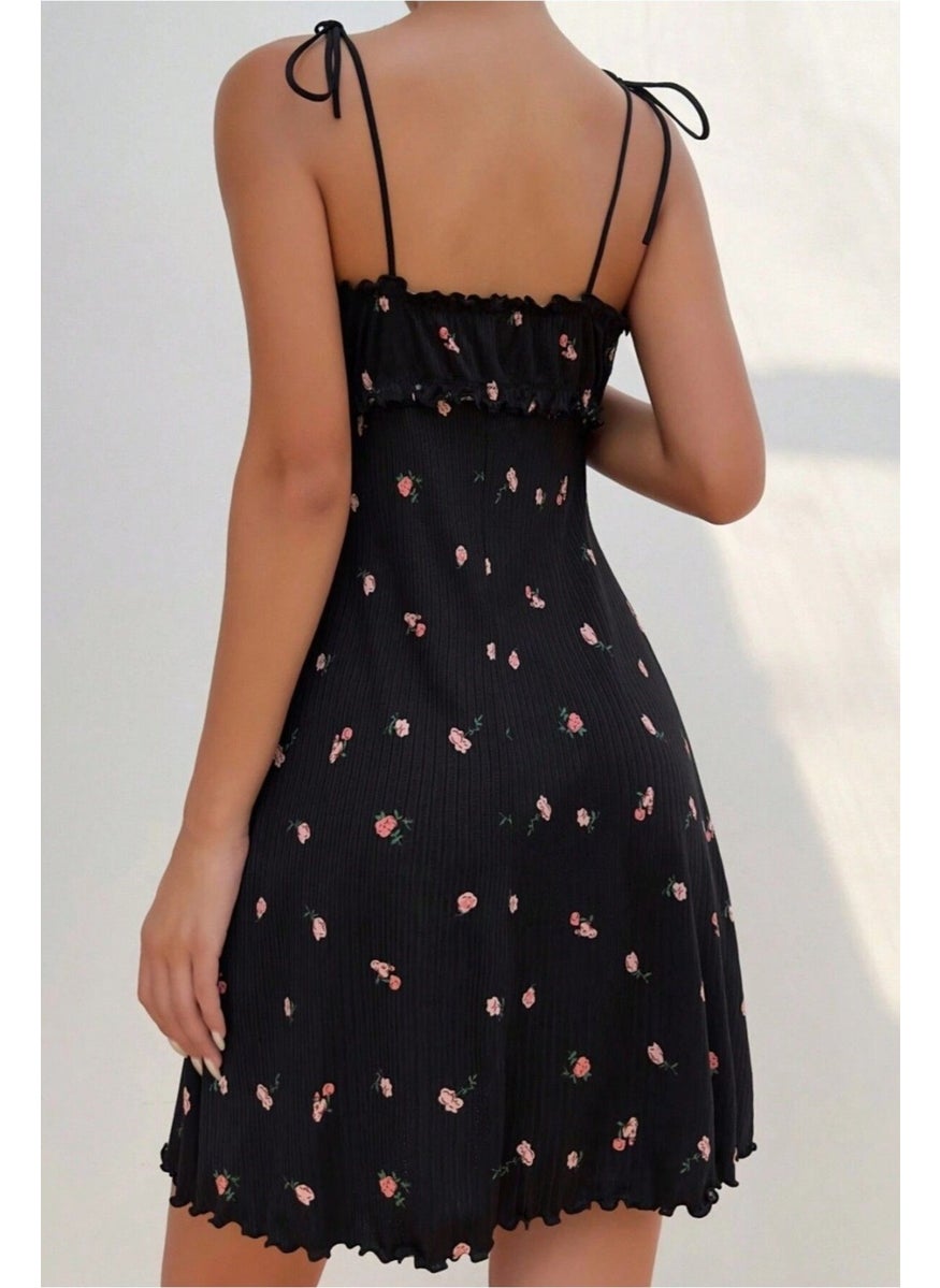 Bella Notte Romantic Printed Corduroy Ruffle Night Dress Nightgown  - Image 5