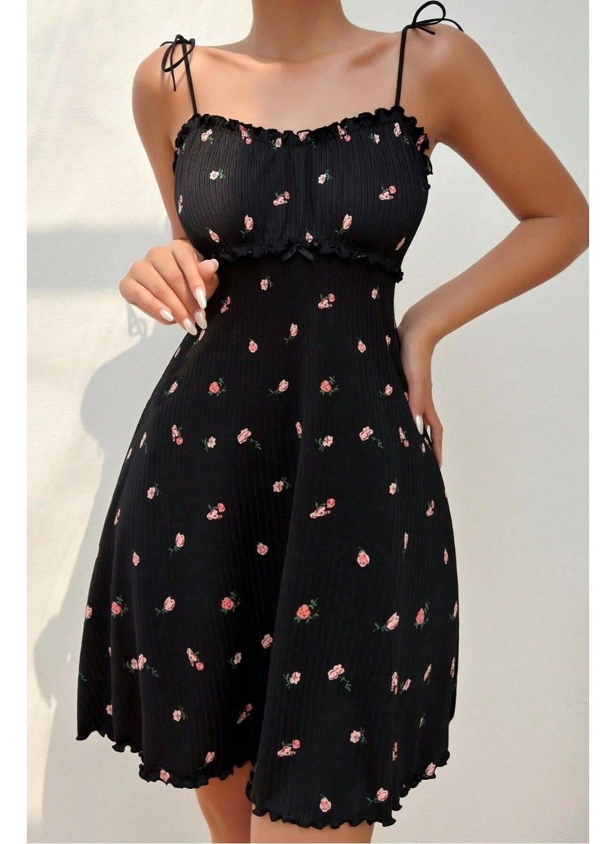 Bella Notte Romantic Printed Corduroy Ruffle Night Dress Nightgown  - Image 4