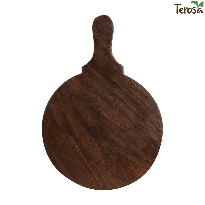 Terosa Rustic Pizza Plate or Pan Std Indian Rosewood Round with Handle 10inches - Image 3
