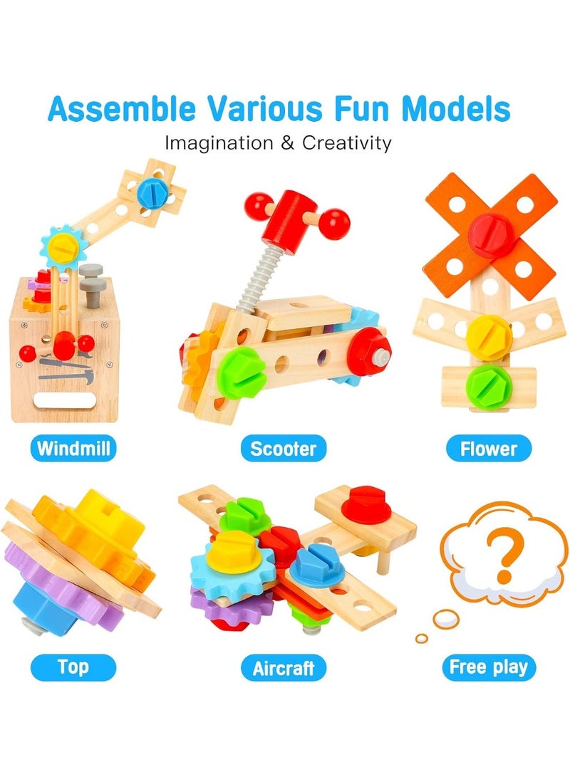 Moonmen Educational STEM Wooden Tool Set for Kids, Montessori Tool Box with Saws, Screws, Hammers, Creative Construction Toys, Educational Gifts for Boys and Girls - Image 4
