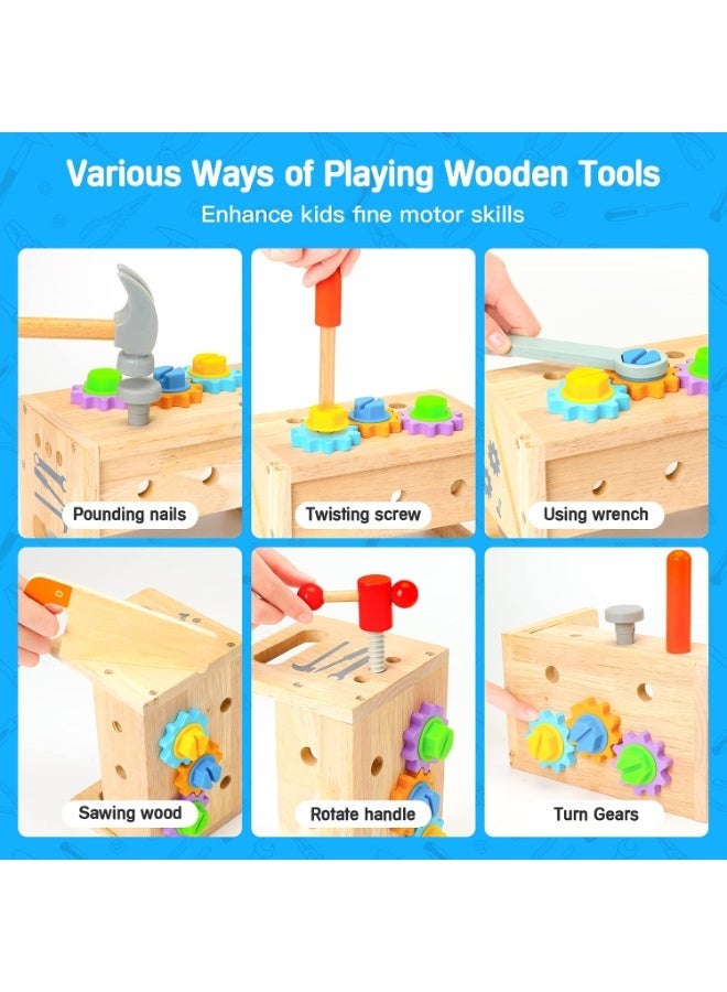 Moonmen Educational STEM Wooden Tool Set for Kids, Montessori Tool Box with Saws, Screws, Hammers, Creative Construction Toys, Educational Gifts for Boys and Girls - Image 3