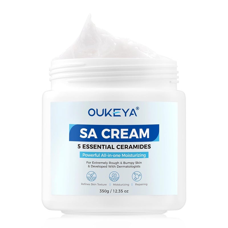 OUKEYA SA Cream for Rough  Bumpy Extremely Dry Skin with 5 Kinds of Ceramides  Salicylic Acid Exfoliating Moisturizing Body Lotion with LongLasting Moisture Dermatologist Recommended 1235 Ounce