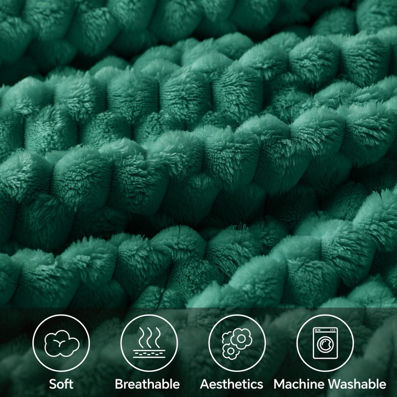 بيديليت بطانية رمي الصوف البدير للأريكة والسرير - 3D جاكار ديكور غامق بطانية خضراء ناعمة ودافئة دافئة دافئة جميع المواسم مناسبة 50 × 60 بوصة - Image 3