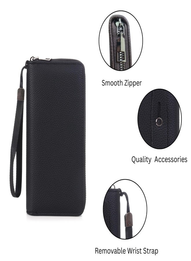 MENSCH Faux Leather Clutch Wallet Organizer with Round Zipper, 8 Card Slots, 2 Cash Compartments, A Zipper Pocket, Hand Bag, Multi-Purpose Storage, Perfect for Women (Black) - Image 3