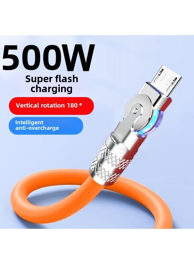 USB Cable Android Rotating With Light 500W Flash Charging Data Cable Bold Fast Charging For Huawei OPPO Glory-Color:240w Direct Plug Luminous Zinc Alloy  Type-c- 1.05m Special Grade Copper Core - Durable And Will Not Damage The Machine  - Image 2