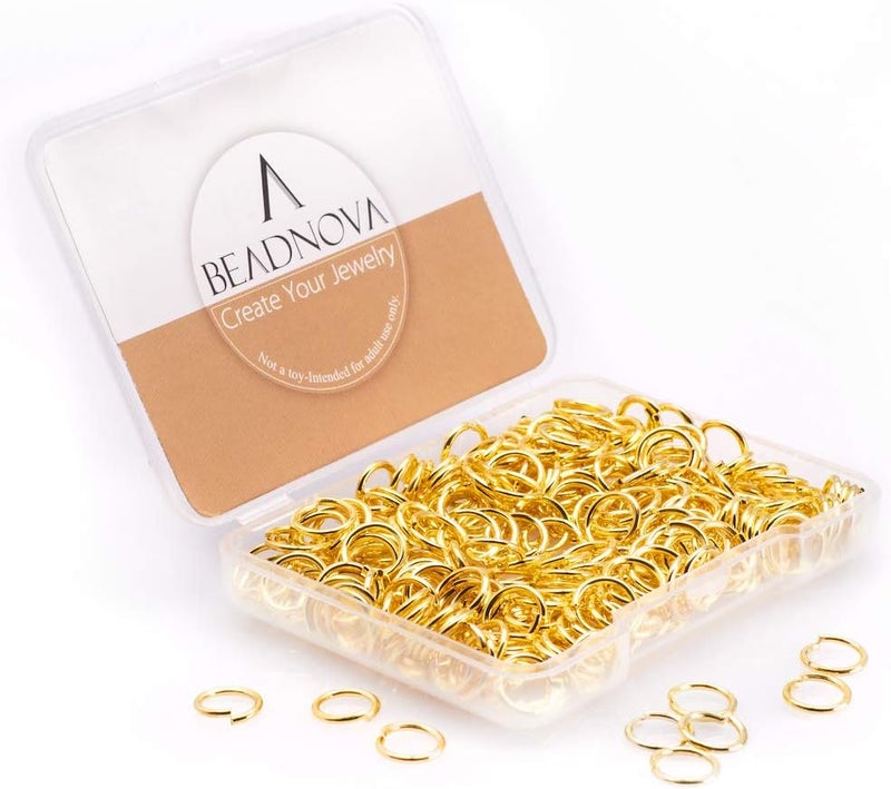 BEADNOVA 8mm Open Jump Rings Gold Jump Rings for Jewelry Making and Keychains (300Pcs) - Image 1
