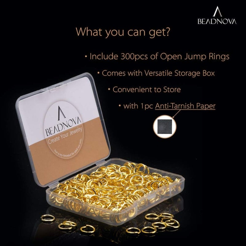 BEADNOVA 8mm Open Jump Rings Gold Jump Rings for Jewelry Making and Keychains (300Pcs) - Image 2