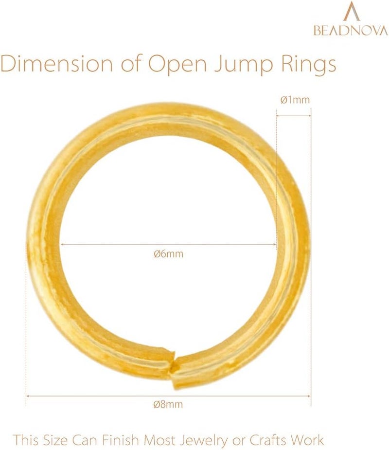 BEADNOVA 8mm Open Jump Rings Gold Jump Rings for Jewelry Making and Keychains (300Pcs) - Image 3