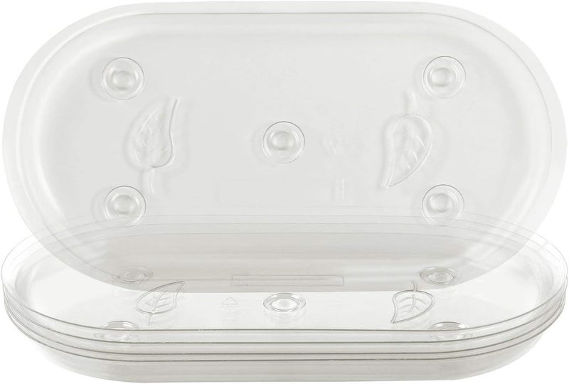 Idyllize Store Oval 5 Pieces of 12 by 6 1/4 Inches Clear Thick Plastic Heavy Duty Sturdy Plant Saucer Drip Trays for pots, Window Sills and Window Shelf (12'' x 6.25'') - Image 1