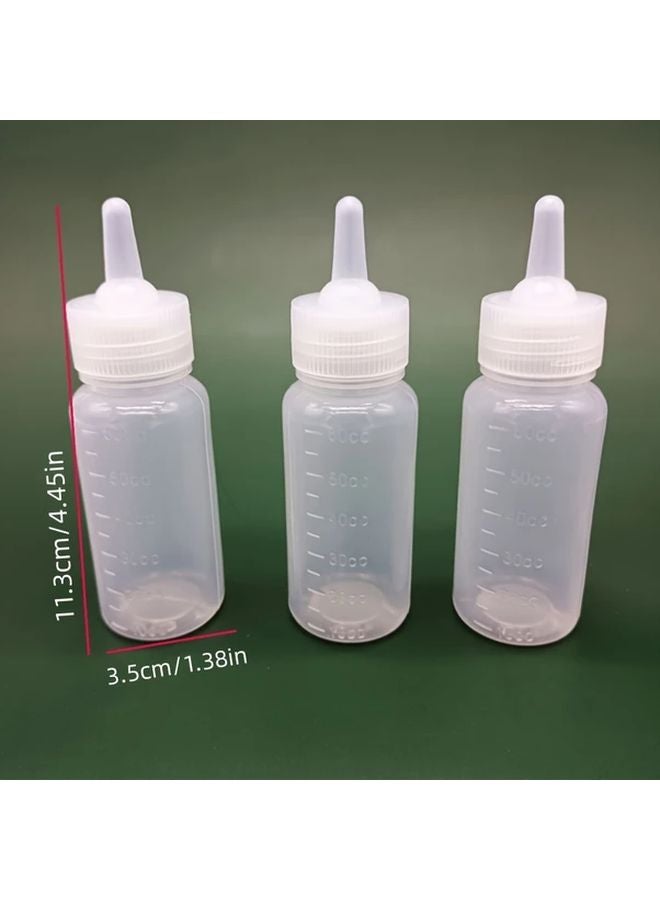 3 قطع زجاجات رضاعة حيوانات أليفة 60 مل سيليكون ناعم غير سام سهل التنظيف للقطط والجراء - Image 2