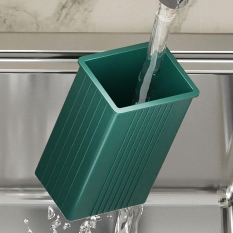 Kitchen Cutlery Holder Stainless Steel and PP Utensils Organizer with Removable Drain Tray for Spoon Fork Chopstick Storage on Countertop, Green and Silver(GreenSilver) - Image 4