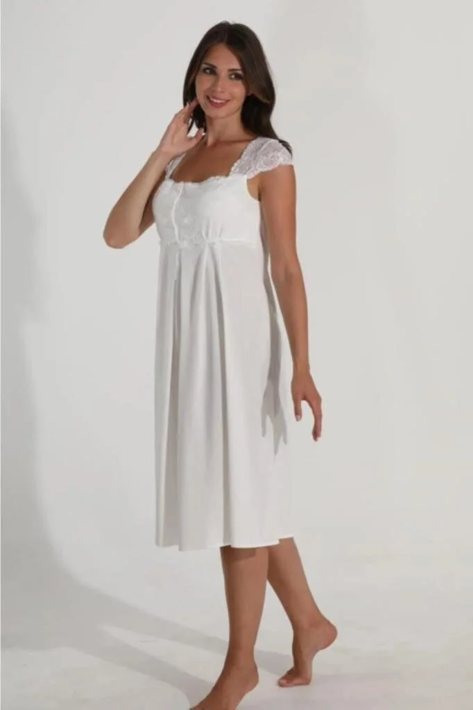 Birol Gaye Birolgaye 11031 Ecru Maternity Maternity Nightgown with Lace Straps