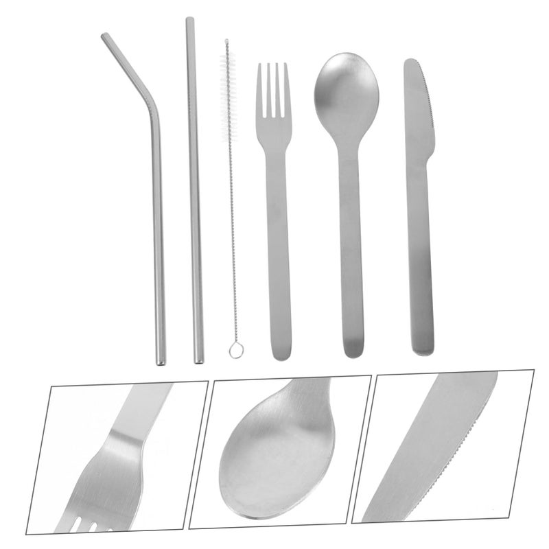 Reusable Stainless Steel Portable Utensils Set With Case Fork Spoon Straws For Parties - Image 4