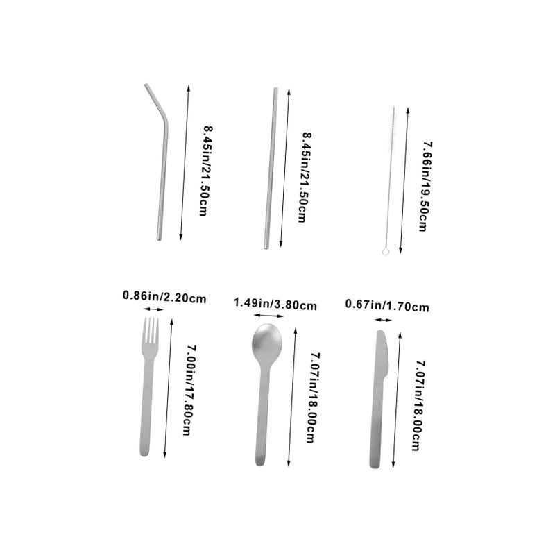 Reusable Stainless Steel Portable Utensils Set With Case Fork Spoon Straws For Parties - Image 3