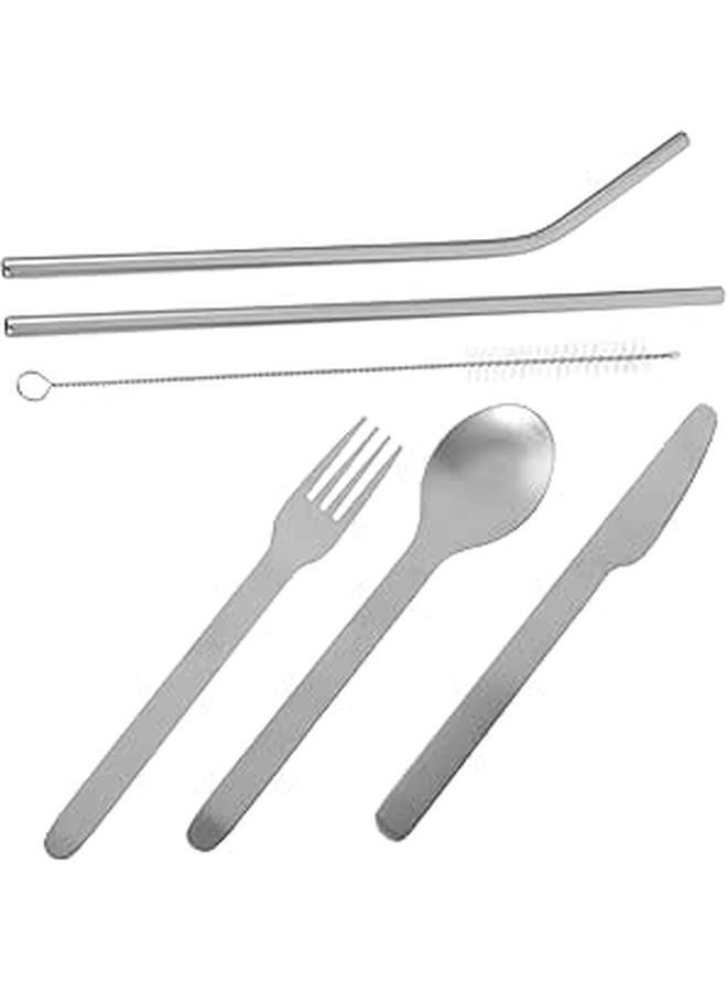 Reusable Stainless Steel Portable Utensils Set With Case Fork Spoon Straws For Parties - Image 1