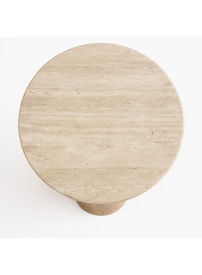 YI ONE Corner Table – Travertine Top & Solid Wood Luxury Side Table for Sofa or Bed, Living Room & Bedroom, Beige Color - Image 4