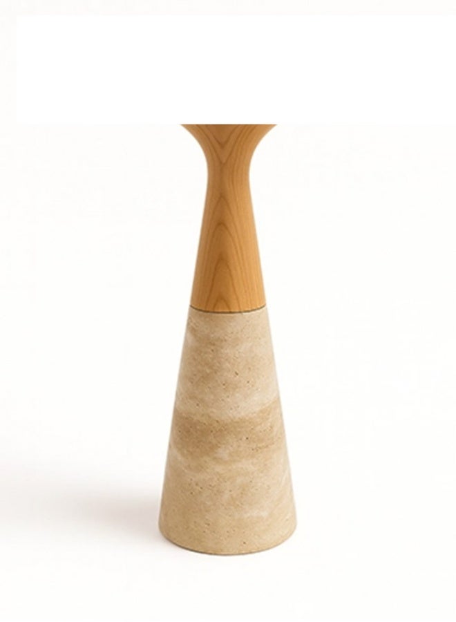 YI ONE Corner Table – Travertine Top & Solid Wood Luxury Side Table for Sofa or Bed, Living Room & Bedroom, Beige Color - Image 5