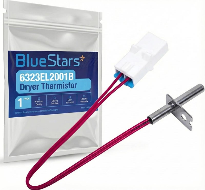 BlueStars 6323EL2001B Dryer Thermistor Assembly Compatible with LG Kenmore Dryers Replaces 6323EL2001H AP4441539 PS3529026 DLE0442W DLE2512W DLE2514W DLE3733S DLE3777W DLE5932S DLE7177RM