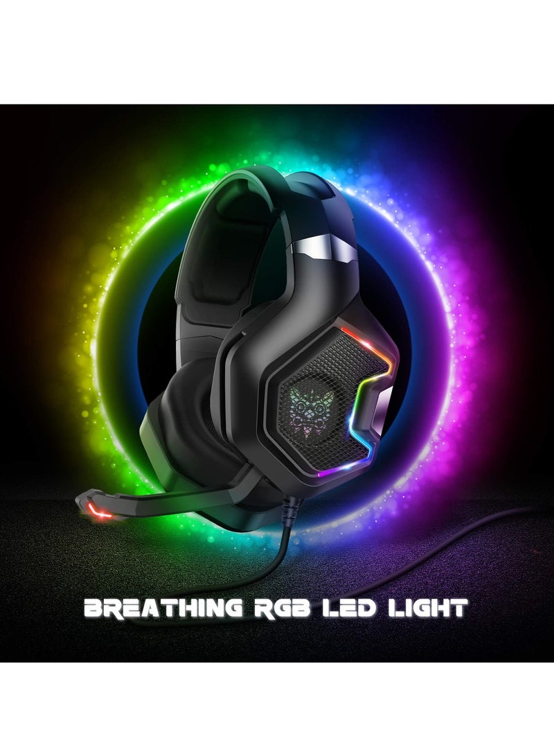 onikuma K10 Pro RGB Gaming Headset with 7.1 Surround Sound, Noise Canceling Mic for PS5, PS4, Xbox Series X|S, PC Gaming Headphone - Image 3