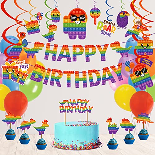 Festiko®Pop Birthday Party Decorations (28 pcs), Fidget Party Supplies, Pop Game Toys Theme Party Decoration Supplies Combo Pack Pop Themed Banner,Cake Topper,Cup Cake Toppers & Balloons - Image 5