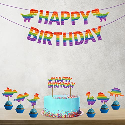 Festiko®Pop Birthday Party Decorations (28 pcs), Fidget Party Supplies, Pop Game Toys Theme Party Decoration Supplies Combo Pack Pop Themed Banner,Cake Topper,Cup Cake Toppers & Balloons - Image 2