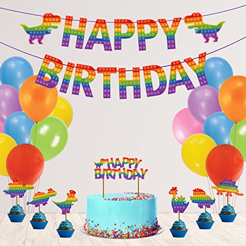 Festiko®Pop Birthday Party Decorations (28 pcs), Fidget Party Supplies, Pop Game Toys Theme Party Decoration Supplies Combo Pack Pop Themed Banner,Cake Topper,Cup Cake Toppers & Balloons - Image 4