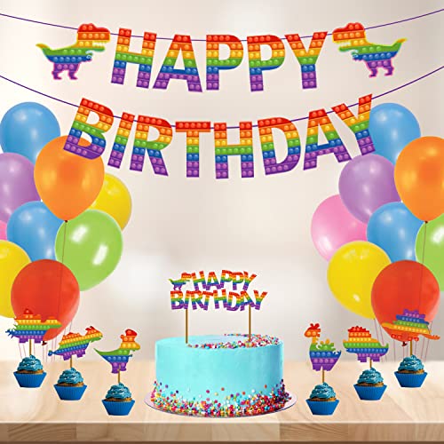 Festiko®Pop Birthday Party Decorations (28 pcs), Fidget Party Supplies, Pop Game Toys Theme Party Decoration Supplies Combo Pack Pop Themed Banner,Cake Topper,Cup Cake Toppers & Balloons - Image 1