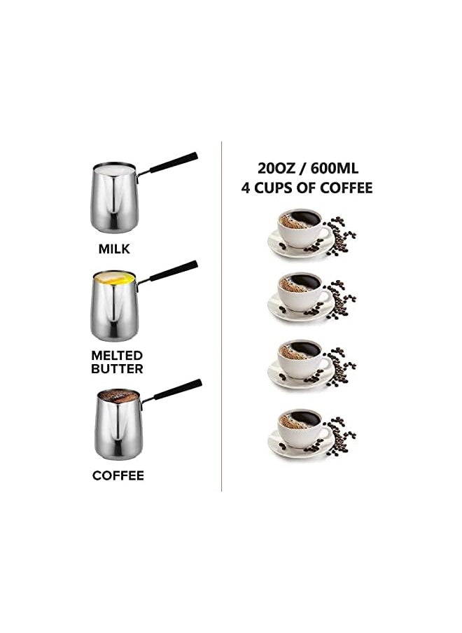 PROMASS - Turkish Coffee Pot – 304 Stainless Steel Coffee and Butter Warmer, Premium Milk Warmer and Milk Pot with Spout - Image 1