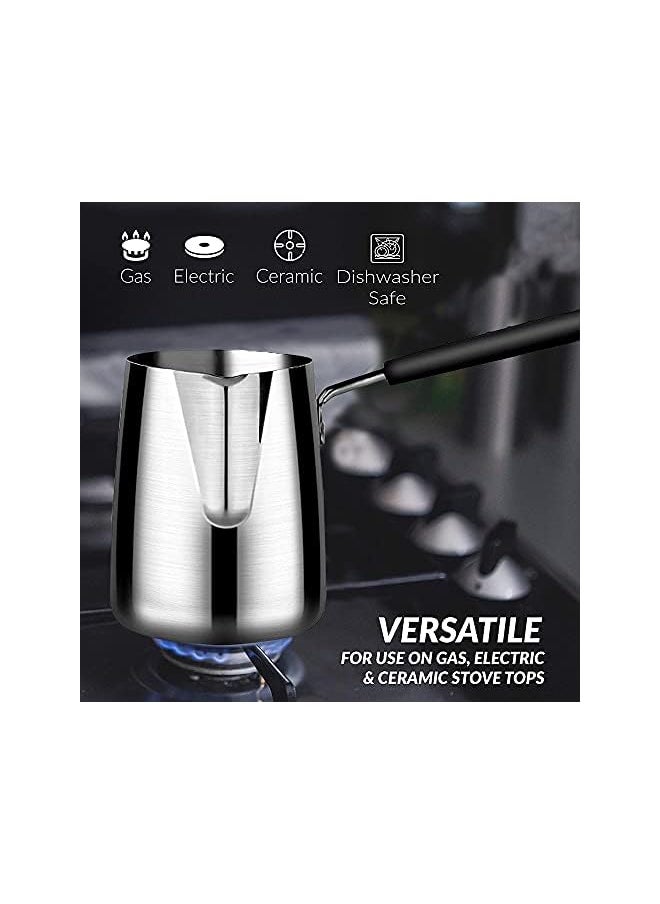 PROMASS - Turkish Coffee Pot – 304 Stainless Steel Coffee and Butter Warmer, Premium Milk Warmer and Milk Pot with Spout - Image 1