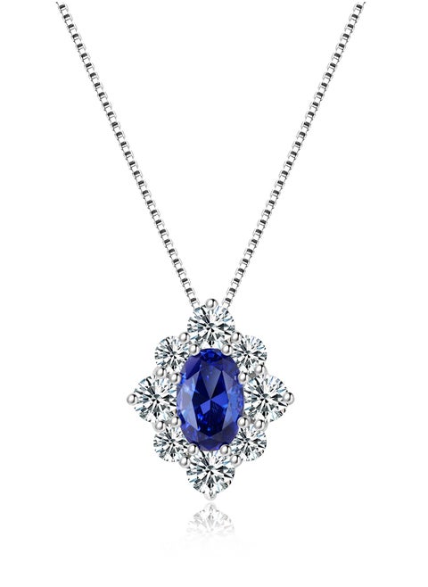 Simulated Sapphire Pendant Necklace