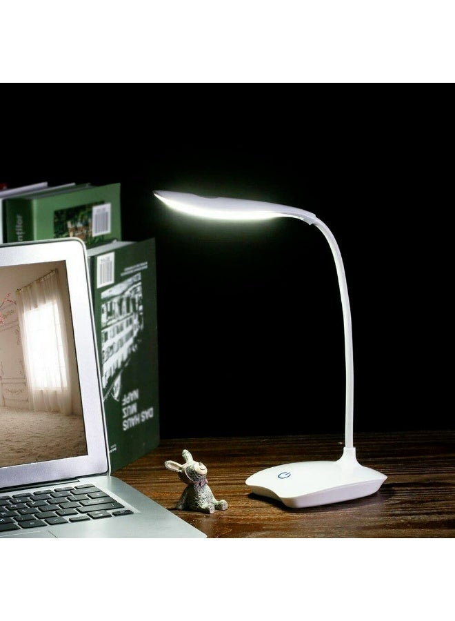 مصباح مكتب LED مع رقبة أوز مرنة 3 مستوى سطوع, مصباح طاولة تعمل بالبطارية 5W التحكم باللمس,مصباح محمول مدمج لغرفة نوم مكتب الدراسة في السكن,العناية بالعين وتوفير الطاقة - Image 1