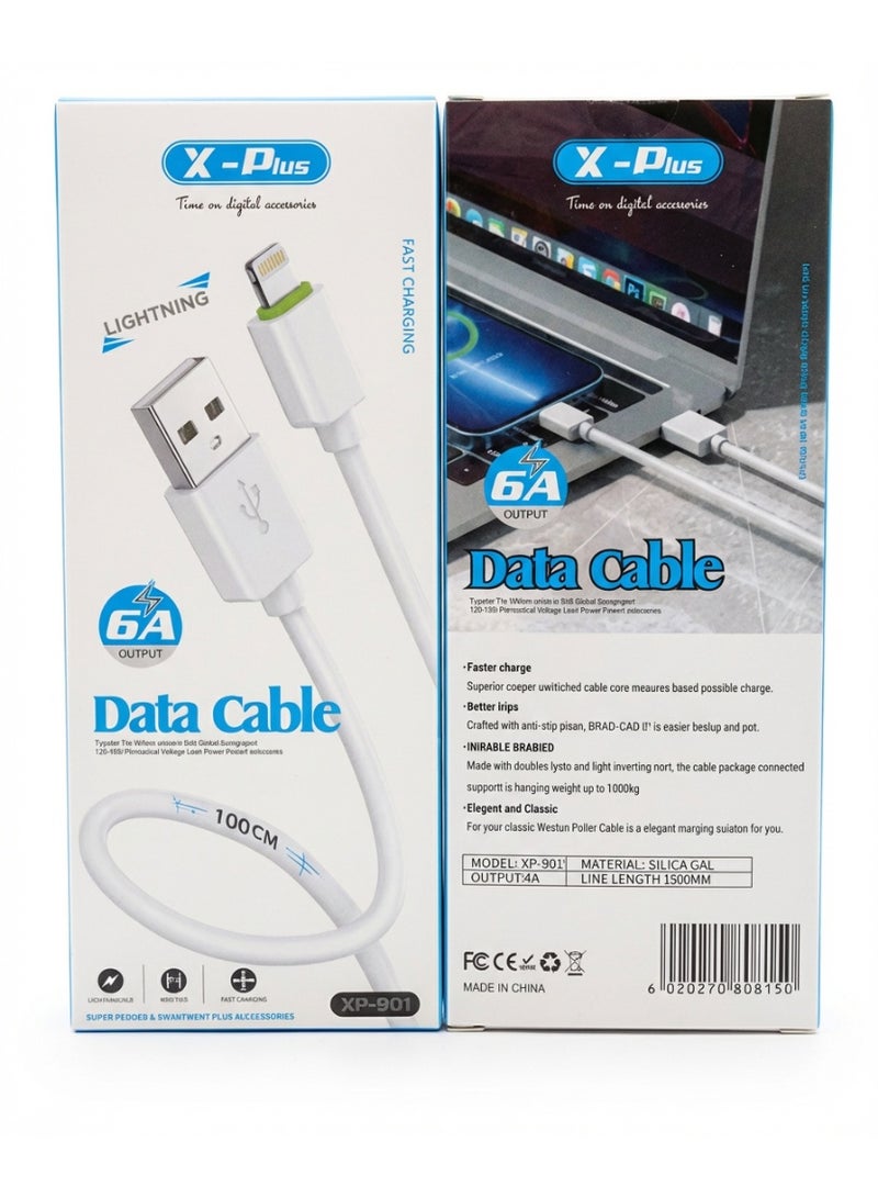 إكسبلس كابل شحن ونقل بيانات X-Plus Lightning (XP-901) - شحن فائق السرعة 6A بطول 1 متر - Image 2