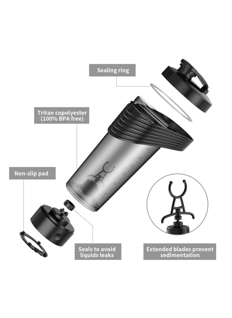 MS - Electric Protein Shaker Bottle Rechargeable Electric Blender Bottles with BPA Free Black - Image 1