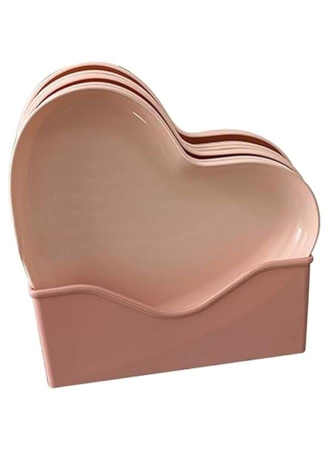 Snack Serving Platter,Heart Shape Plastic Dinner Plate Food Serving Tray Party Serving Plate Kitchen Dinnerware for Party Gathering Wedding Event (5 Platters with Holder) - Image 1