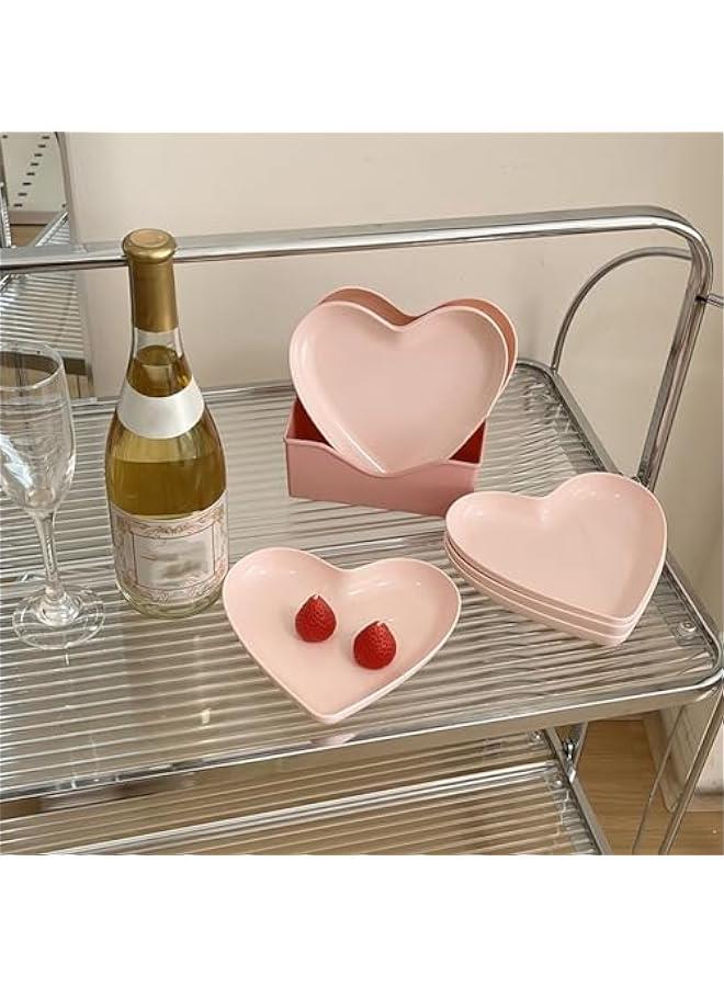 Snack Serving Platter,Heart Shape Plastic Dinner Plate Food Serving Tray Party Serving Plate Kitchen Dinnerware for Party Gathering Wedding Event (5 Platters with Holder) - Image 4