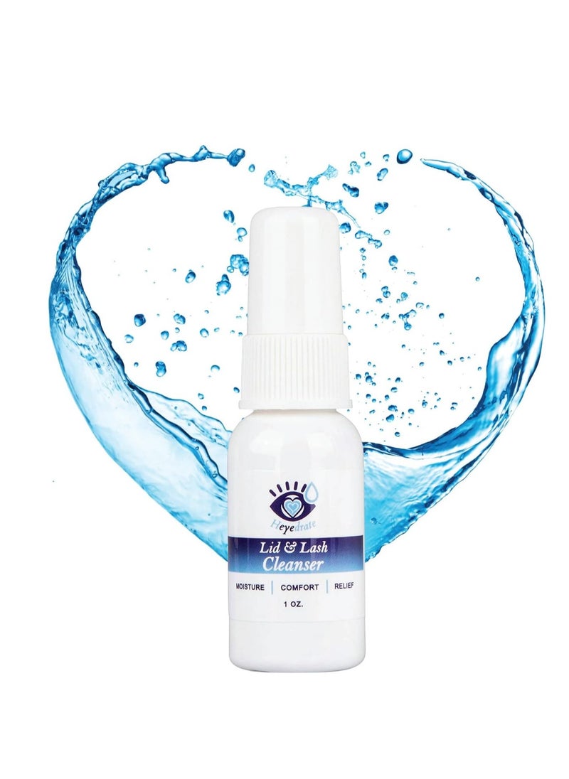 Eye Love Heyedrate Lid and Lash Cleanser Spray – Gentle, Pure Hypochlorous Acid Spray for Eye Irritation - Fast Acting, Soothing Formula - Everyday Eyelid Cleansing Spray - 1 Ounce Bottle  - Image 1