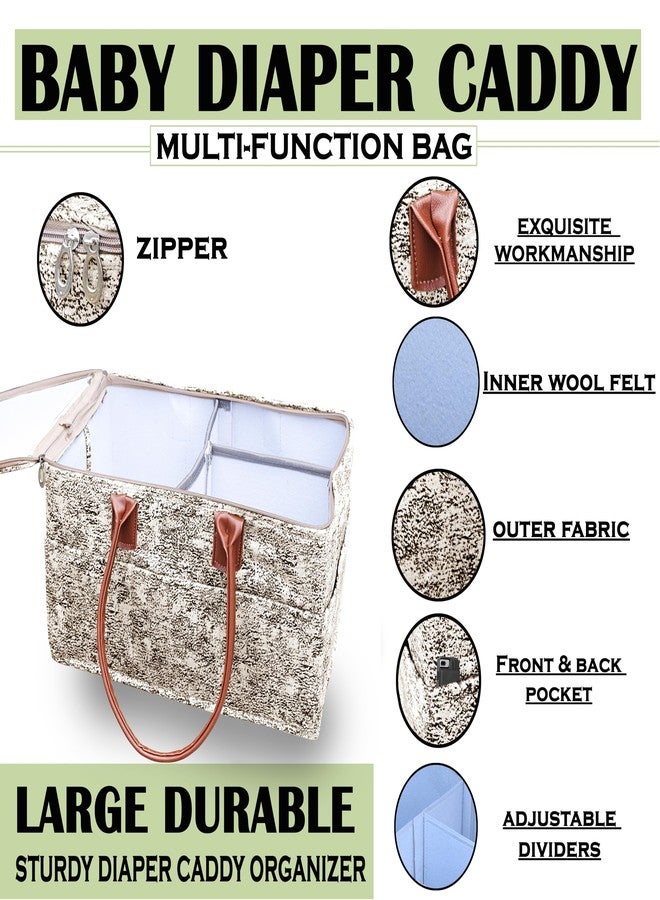 GREEN DECOR - Non Woven Fabric Cute Diaper Caddy Bag with Handles & Zip Lock for Smart Mothers Baby Diaper Caddy Wipes Storage Organizers,Foldable and Portable(Polka Print White-15X10X8 Inch) - Image 3