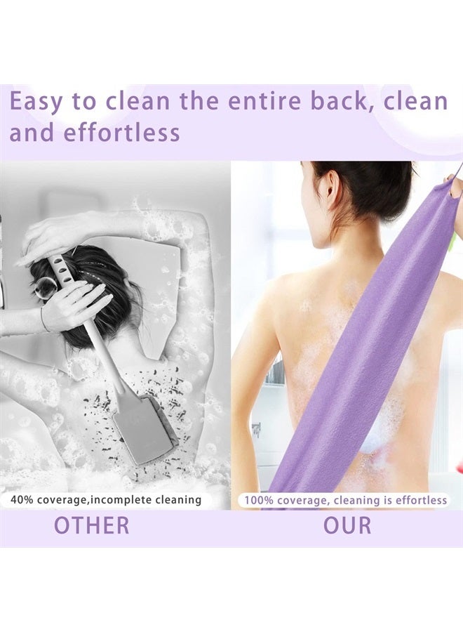 CANIPHA 4 Pcs Exfoliating Back Scrubber with Handles,Nylon Back Exfoliator Extended Length Back Washers Stretchable Exfoliating Washcloth Pull Strap Shower Scrubber for Body Cleans Skin Massages for Women Men - Image 4