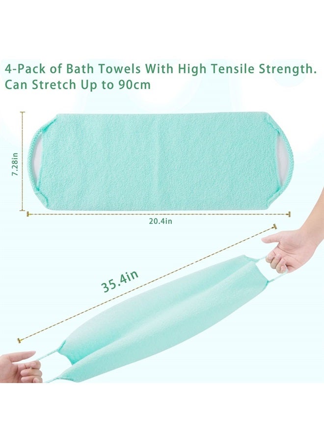 CANIPHA 4 Pcs Exfoliating Back Scrubber with Handles,Nylon Back Exfoliator Extended Length Back Washers Stretchable Exfoliating Washcloth Pull Strap Shower Scrubber for Body Cleans Skin Massages for Women Men - Image 3