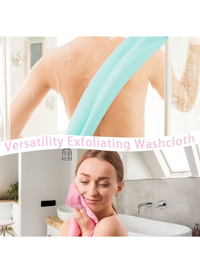 CANIPHA 4 Pcs Exfoliating Back Scrubber with Handles,Nylon Back Exfoliator Extended Length Back Washers Stretchable Exfoliating Washcloth Pull Strap Shower Scrubber for Body Cleans Skin Massages for Women Men - Image 1