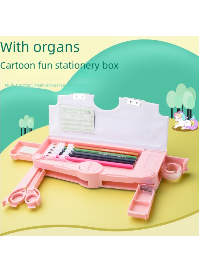 Multi-functional Stationery Box Large Capacity Double Layer Children's Pencil Case Kindergarten Boys And Girls Cute Pencil Box New Plastic Box - Image 2