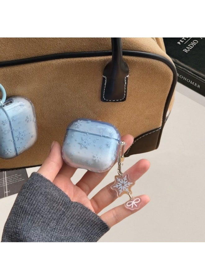 Generic - Simple Personality Gradient Blue Snowflake For Apple AirPods1/2 Bluetooth Headset Pro Protective Cover 3/4 For Soft-Color:Gradient Blue Snowflake Earphone Case Shell + Pendant-Applicable Models:Airpods Pro - Image 1