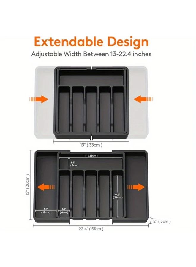 Large White Expandable Plastic Drawer Organizer Multi Compartment Utensil Holder - Image 4