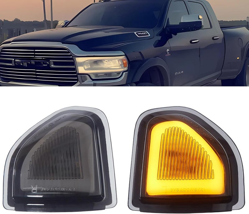 Autboom Amber LED Side Mirror Turn Signal Lights for Dodge Ram 1500 2500 3500 4500 5500 - Smoked Cover Lens - Image 1