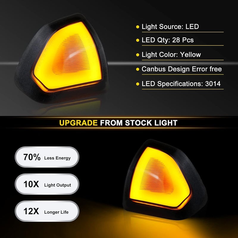 Autboom Amber LED Side Mirror Turn Signal Lights for Dodge Ram 1500 2500 3500 4500 5500 - Smoked Cover Lens - Image 3