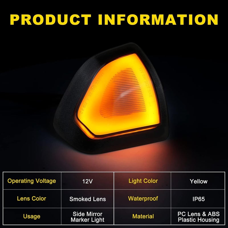 Autboom Amber LED Side Mirror Turn Signal Lights for Dodge Ram 1500 2500 3500 4500 5500 - Smoked Cover Lens - Image 4