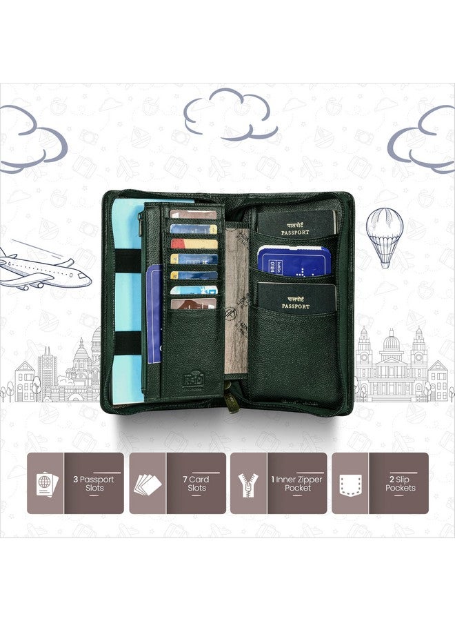 HAMMONDS FLYCATCHER Genuine Leather Passport Cover, Passport Holder for Men and Women - Travel Accessories Document Organizer, RFID Protected Passport Wallet with Card Slots for Trips - Green - Image 3