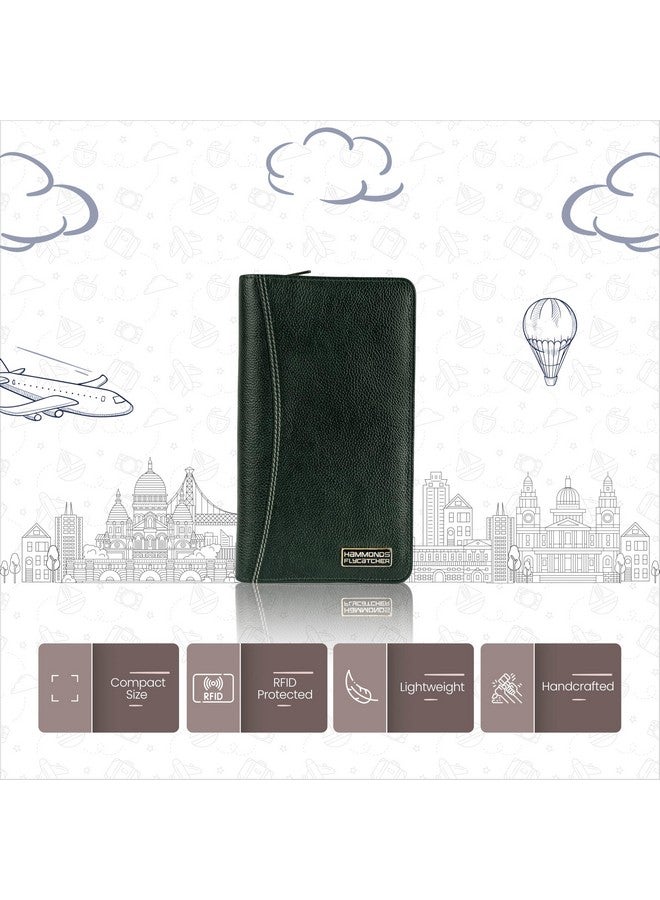 HAMMONDS FLYCATCHER Genuine Leather Passport Cover, Passport Holder for Men and Women - Travel Accessories Document Organizer, RFID Protected Passport Wallet with Card Slots for Trips - Green - Image 2